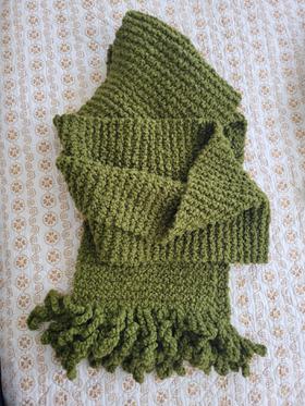 Long knit wrap scarf / forest green
