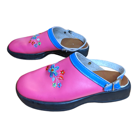 Floral Embroidered Soft Soled Clogs