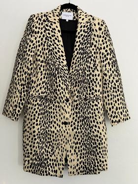 Wingtip Coat Leopard Linen