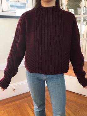 Merino Wool Mockneck Cropped Sweater