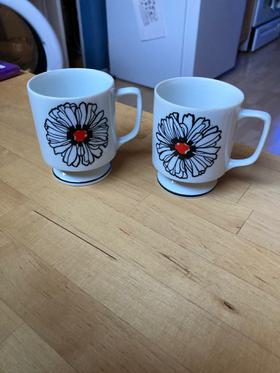 Pair of cute flowered mugs