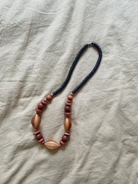 Boho Beaded Wood Necklace