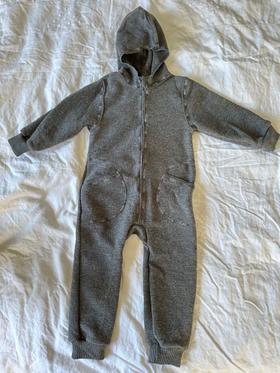 Boiled wool hooded overalls with zipper