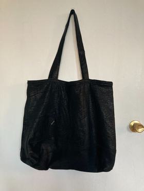 Black Recycled Leather Tote