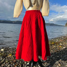 1950s Quilted Velvet Circle Skirt