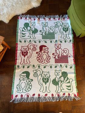 Cat Christmas Tapestry Blanket