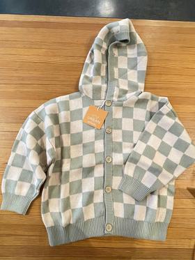 Checkered hooded cardigan hoody
