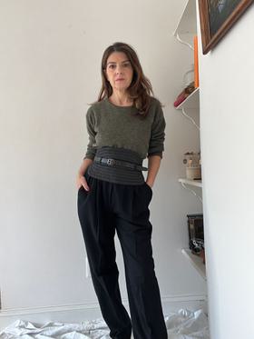 Black high waisted wool trousers