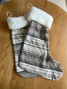 Set of 2 Grey Stripe Stockings