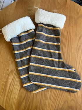 Set of 2 Yellow Stripe Stockings