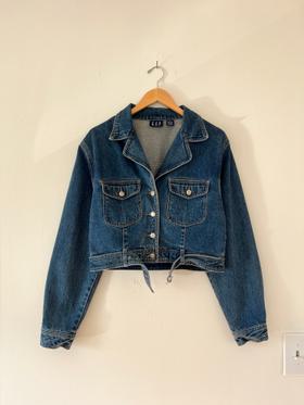 1990s Vintage Belted Denim Jacket