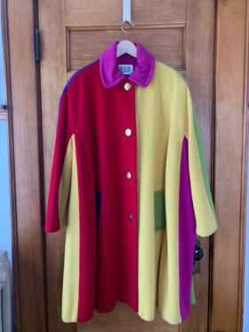80s color block wool coat