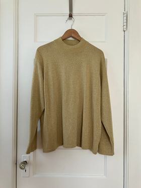 metallic mockneck knit top
