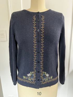Navy floral embroidered cardigan