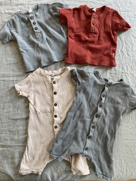 Lot of 4 Waffle tops and rompers