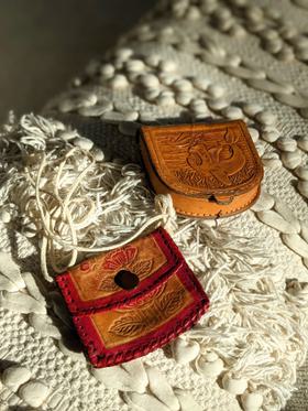 Set of 2 Vintage Tooled Coin Purses