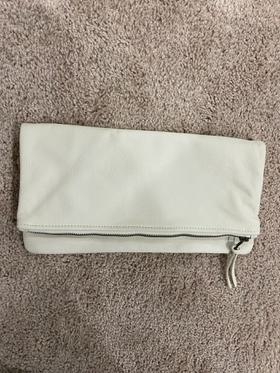 Soft White Leather Foldover Clutch
