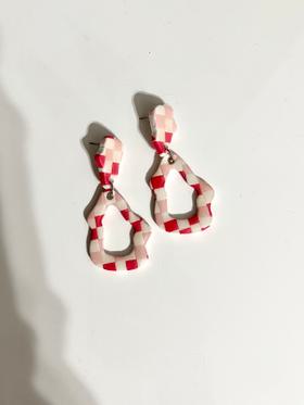 Checker clay earrings