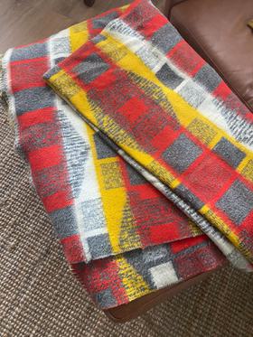 Midcentury Patterned Wool Blanket