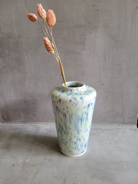 Glazed speckled pottery vase