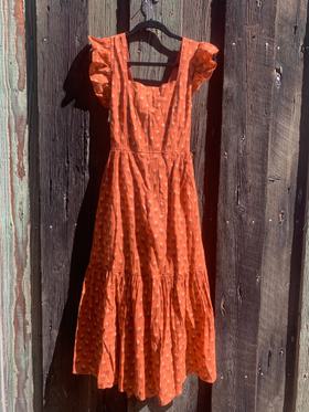 Ruffle-Strap Tiered Midi Dress
