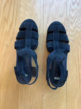 Chunky Black Suede Platform Sandals