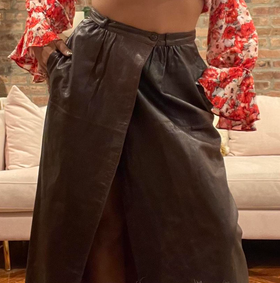 Vintage Burgundy Leather Wrap Skirt
