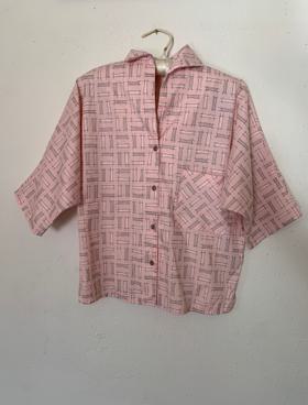 Vintage Pink Geometric Print Shirt
