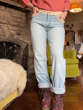 Deadstock embellished straight leg jeans