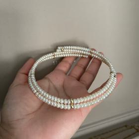 Double Pearl And Gold Choker