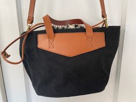 Madewell Black Canvas and Gingham purse