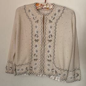 Vintage Beaded Wool & Angora Cardigan