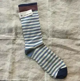 Blue Striped Mid Calf Socks