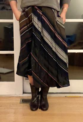 Turkanna Asymmetrical Stripe Skirt-Multi
