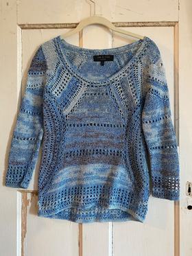 Blue Crochet Stitch Mix Sweater