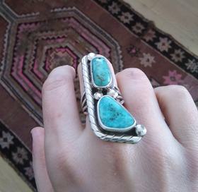 Signed Navajo Turquoise Ring
