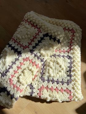 Crocheted Granny Square Heart Blanket