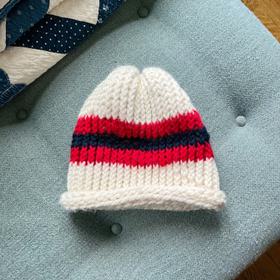 Hand knit chunky stripe hat