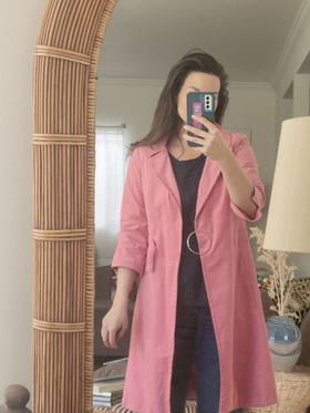 Long pink suede jacket