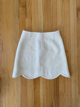 Scalloped Wool Tweed Mini Skirt