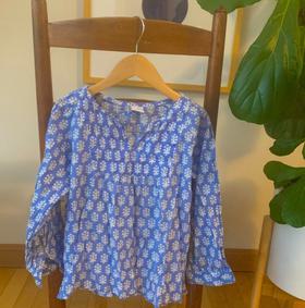 Periwinkle blue blockprint blouse