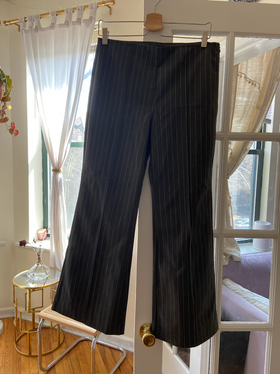 Anthracite Pinstripe Twill Flare Pants