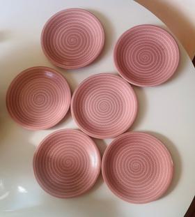 6 x pink swirl ceramic dinner plates