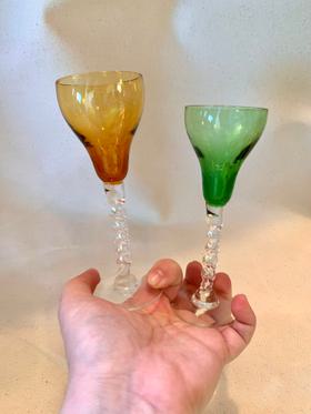 Crystal Braided Green and Amber Sippers