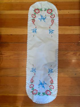 Sparrow Embroidered Table Runner