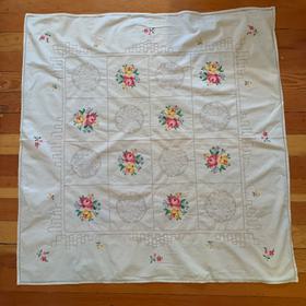 Heirloom Antique Needlepoint Tablecloth