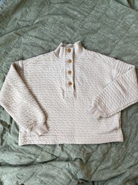Cotton Quilted Mockneck Sweatshirt