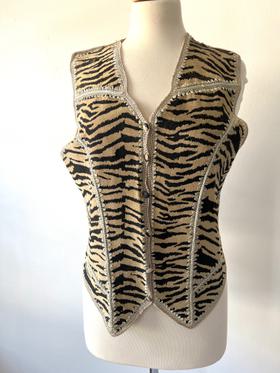 vintage suede animal print vest