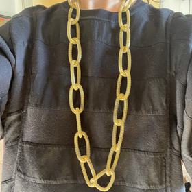 Gold Tone Chunky Mesh Chain Necklace