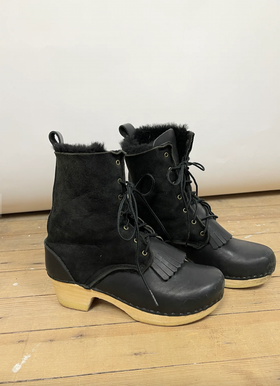 Shearling Lined Clog Boots